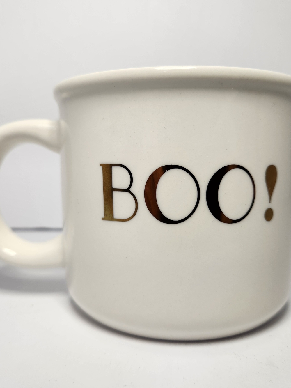 Threshold White Ceramic Mug with Gold 'BOO!' Lettering Halloween